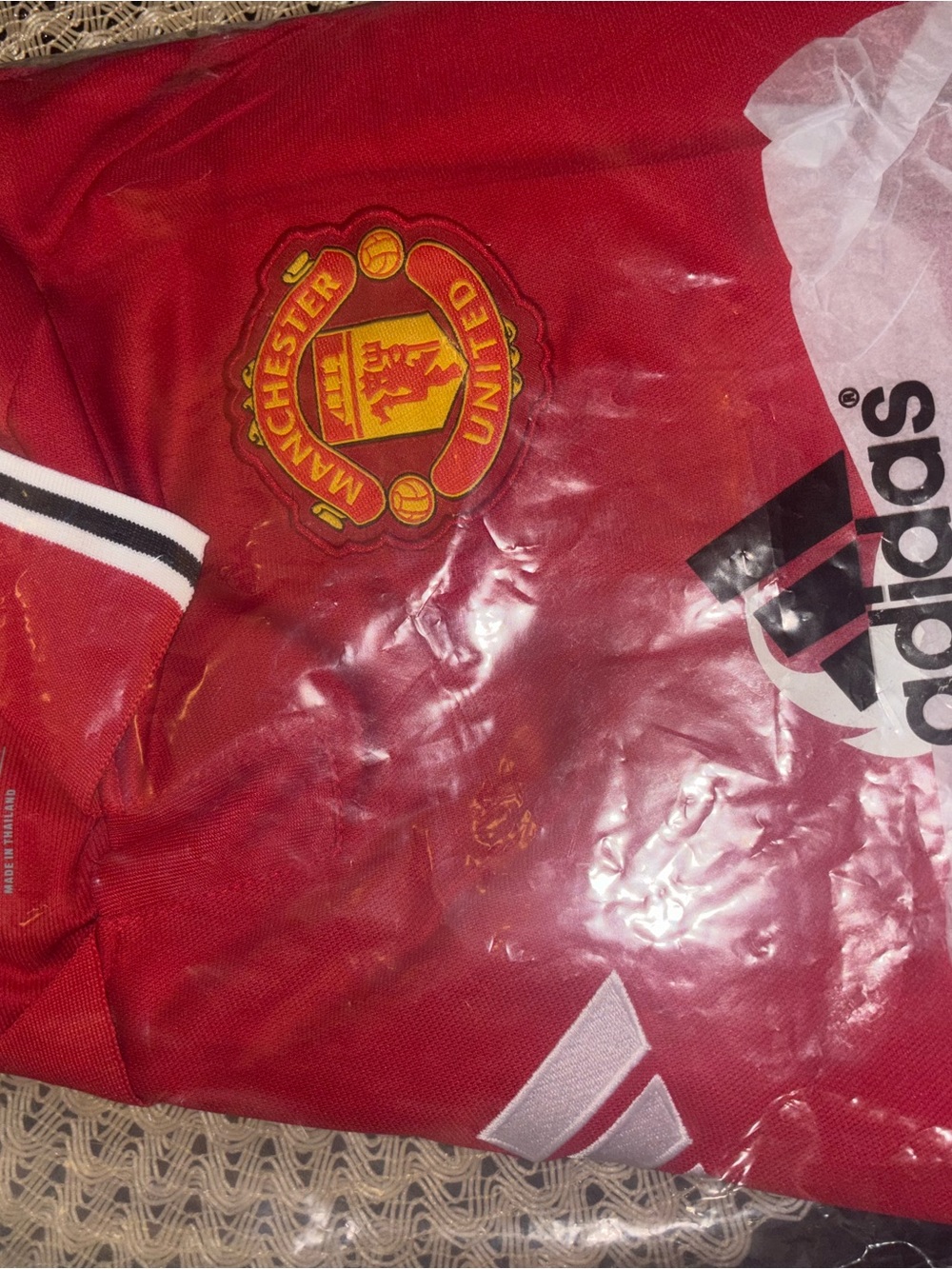 H&M Red Manchester United Style Soccer Jersey with Black & White Trim